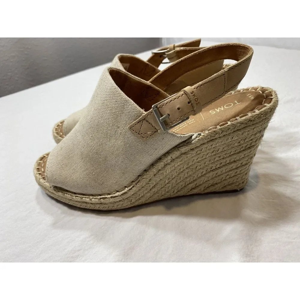 Toms Women's Monica Espadrille Wedge Open Toe Sandal Shoe‎ Casual Size 9.5W